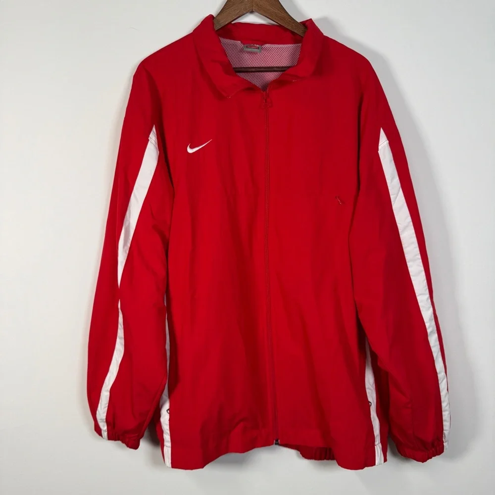 Vintage Nike Y2K Windbreaker‎ Jacket Red and White 2XL